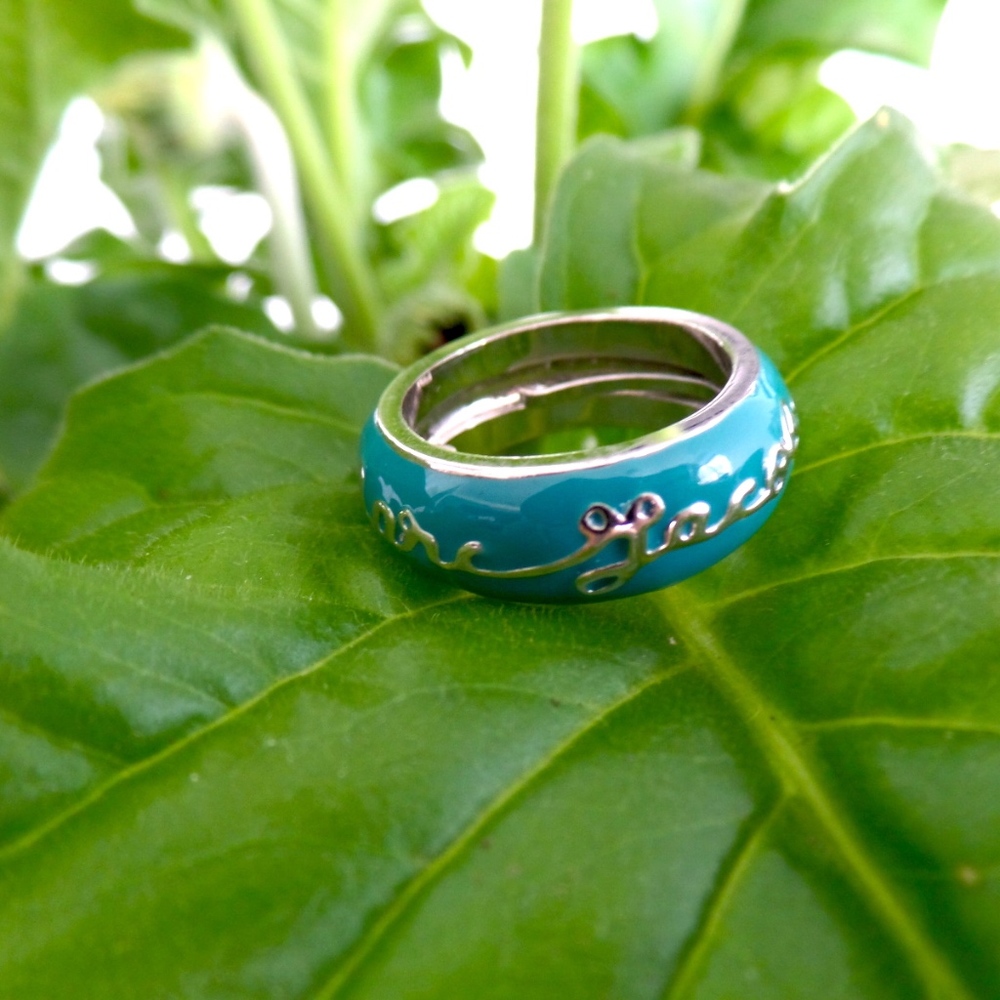 Marc Jacobs Turquoise Ring with Cursive Writing